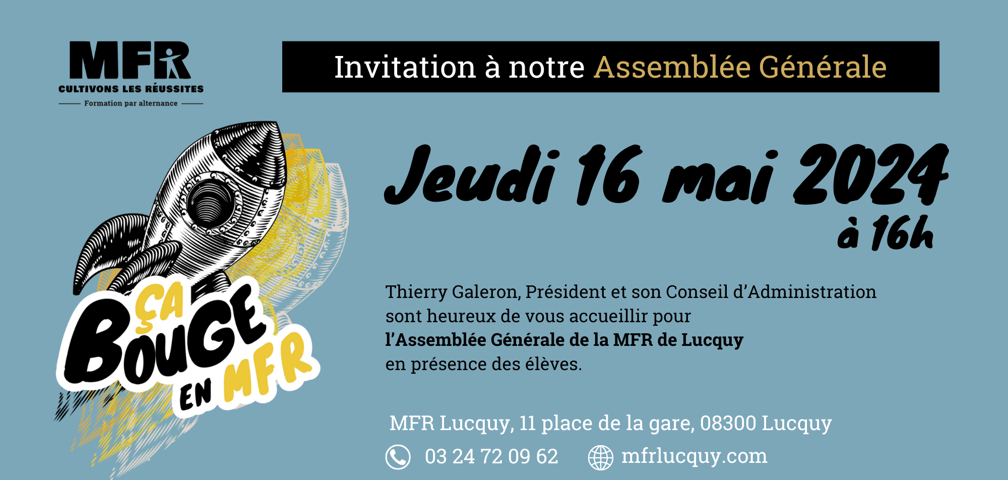 Assemblée Générale mfr lucquy - invitation - 16 mai 2024